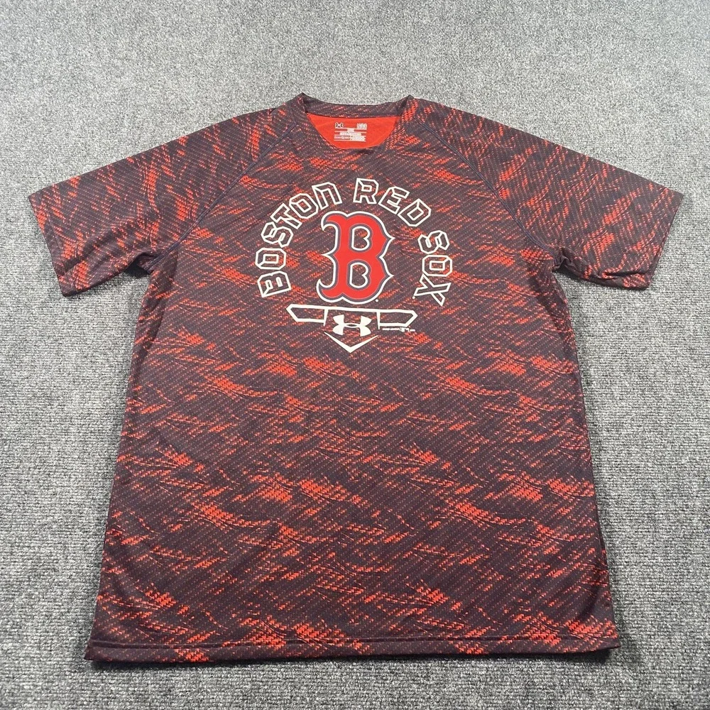 Boston Red Sox Fire Camo MLB Baseball Short Sleeve Shirt Mens L Under Armour - Picture 3 of 8